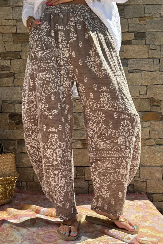 Hush Pillow Cotton Bandana B Classic Barrel Pant Mocha